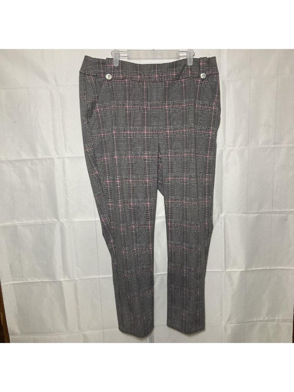 Cato Pink Black White Plaid Womens Dress Pants Size 18/20W